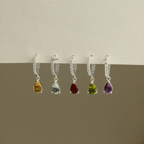 Stone Earrings Drop Hoop Gem